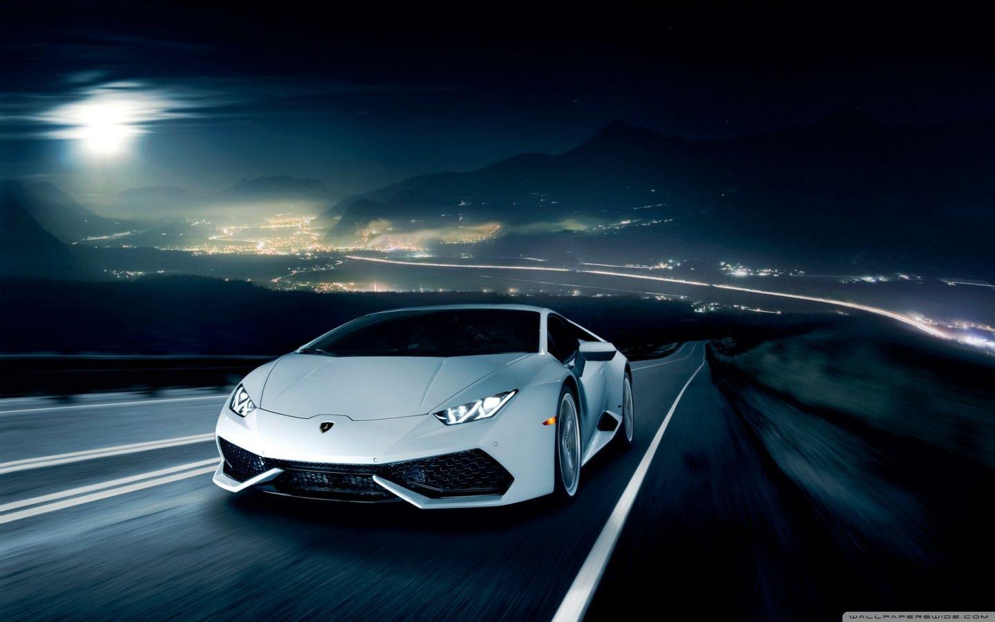 1440x900 Lamborghini Huracan on the Road at Night ❤ 4K HD Desktop Wallpaper