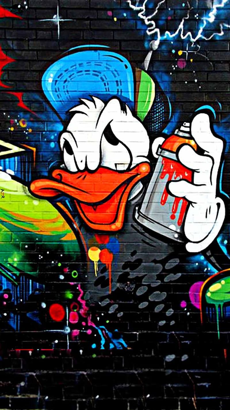 800x1422 Graffiti donald, cartoon, donald duck, funny, HD phone wallpaper