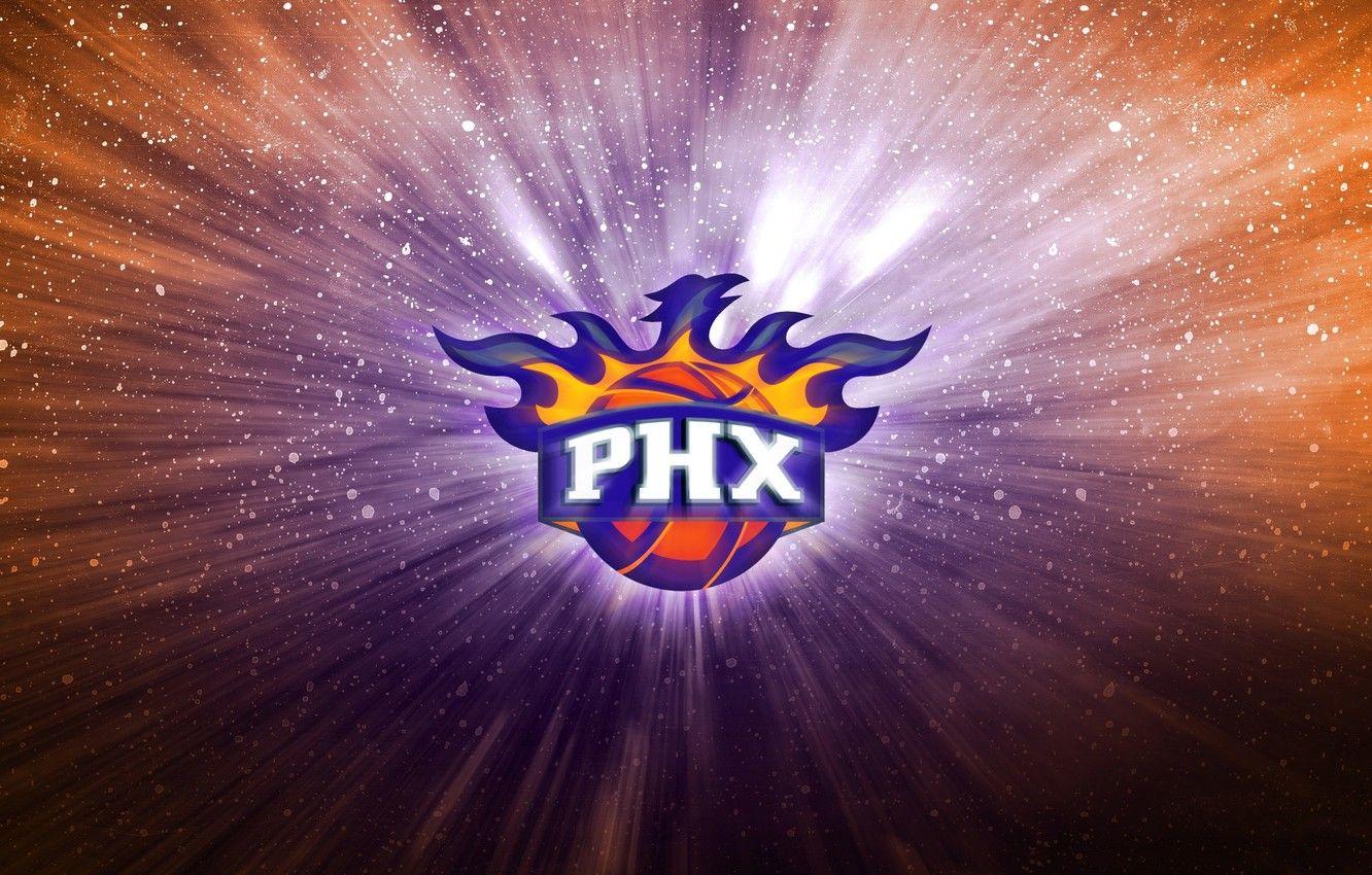 1332x850 Wallpaper Fire, Basketball, Background, Logo, Purple