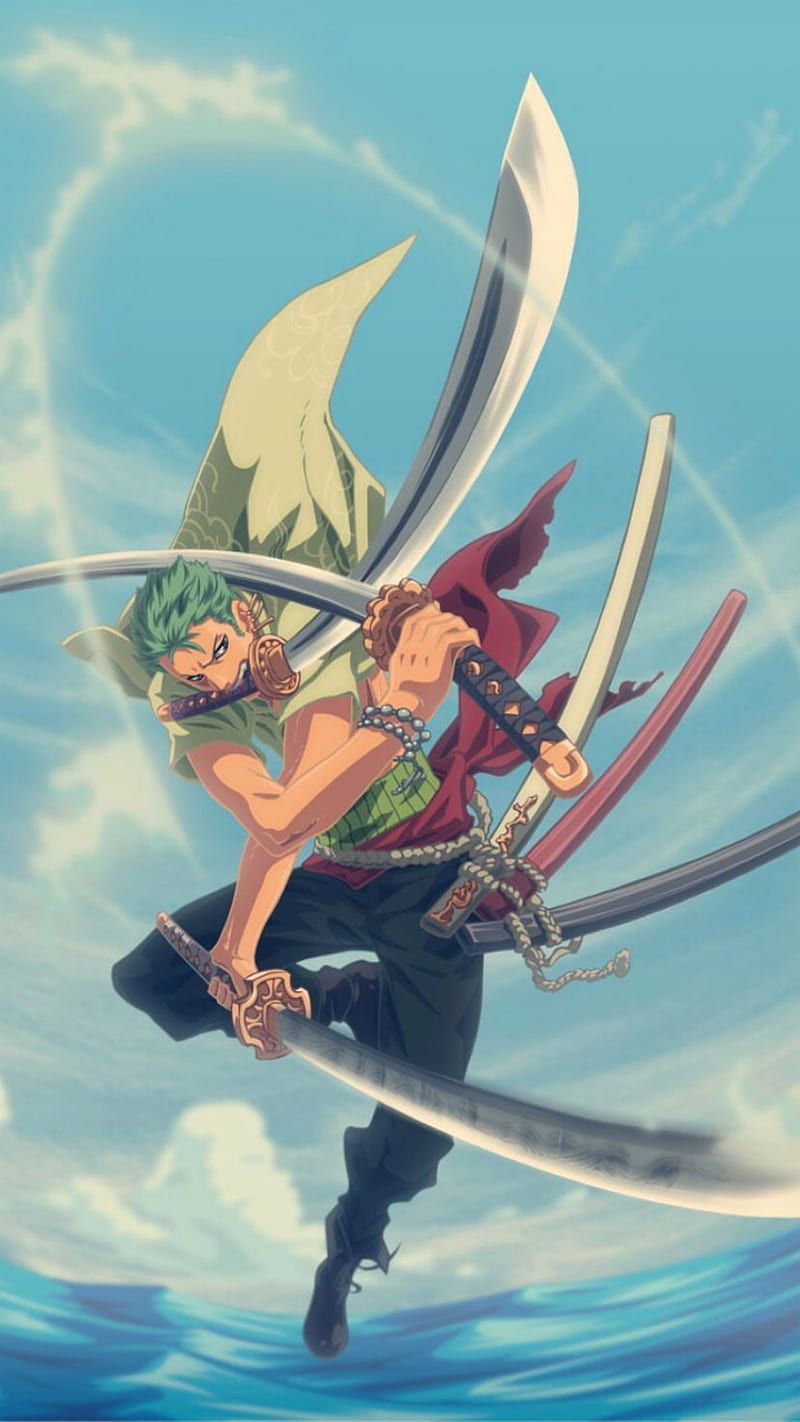 800x1422 Roronoa Zoro, Mihawk, One Piece, Badass
