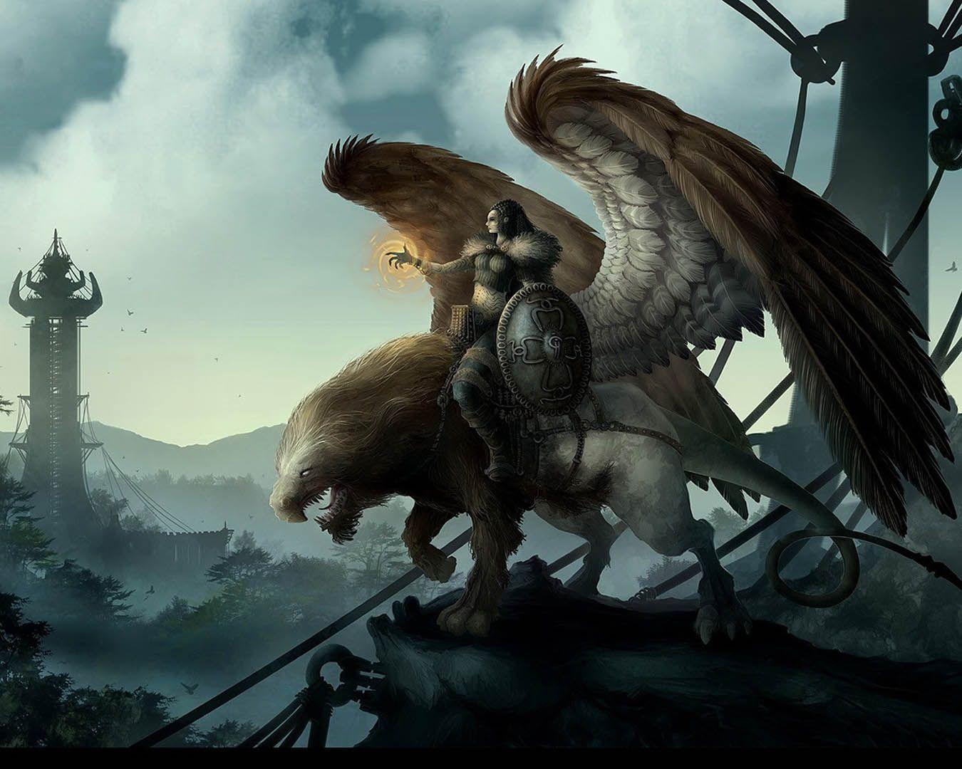 1350x1080 Warrior Mounted On Griffin
