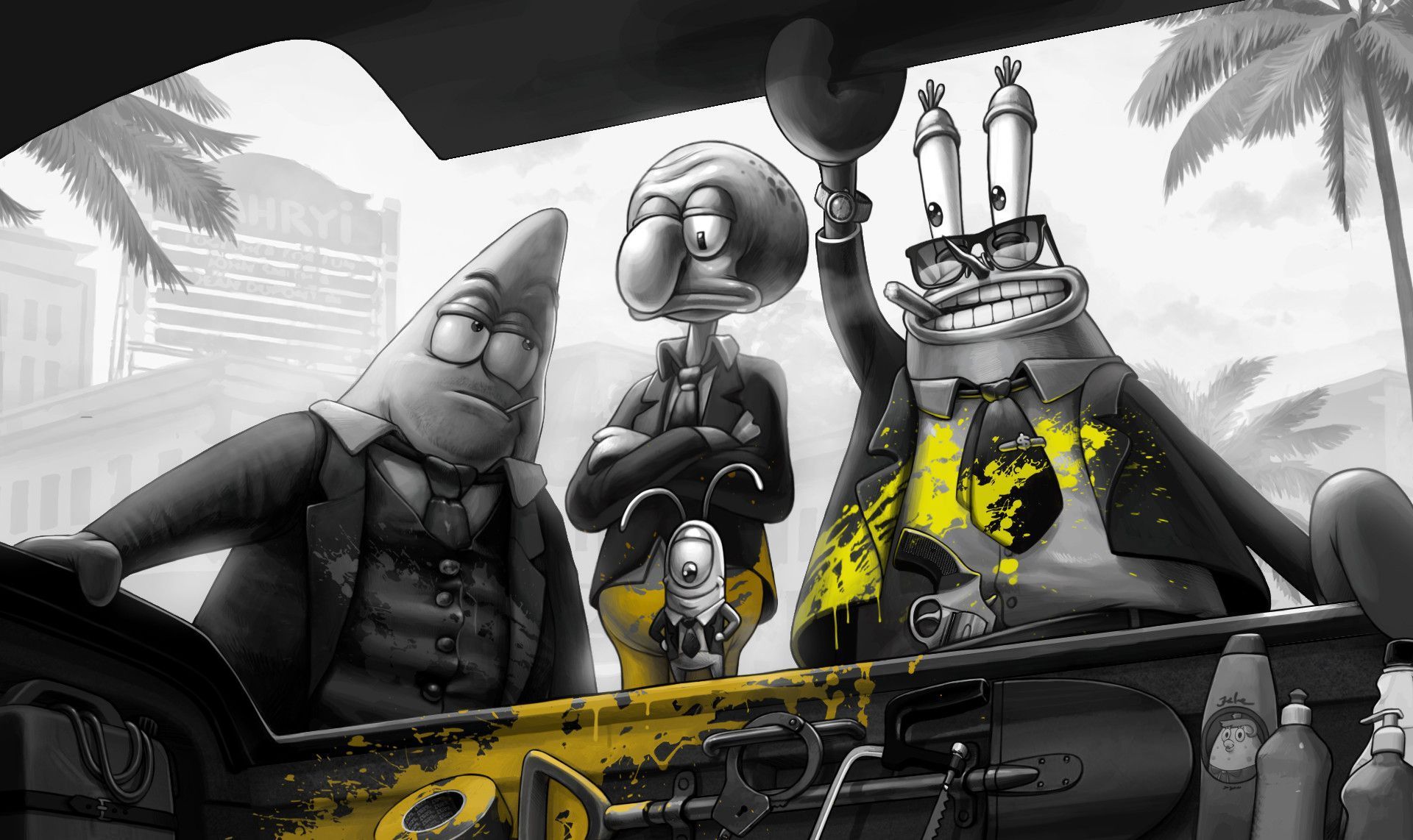 1920x1142 SpongeBob Crew Unites: Mr. Krabs & Patrick Star in HD Drama