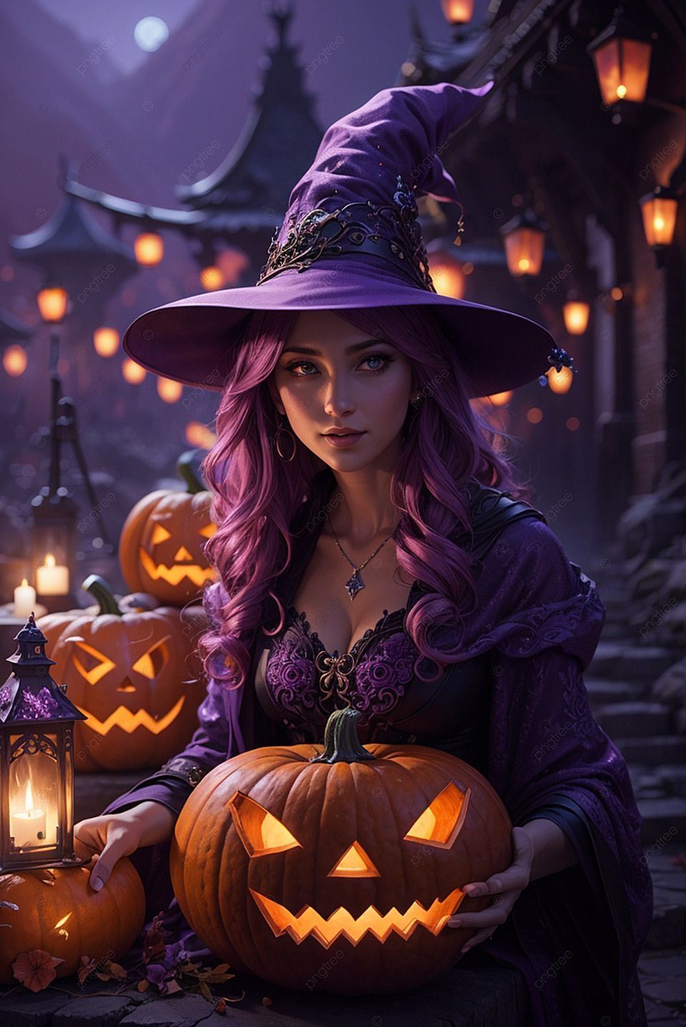 960x1437 Pumpkin Lanterns Background Wallpaper