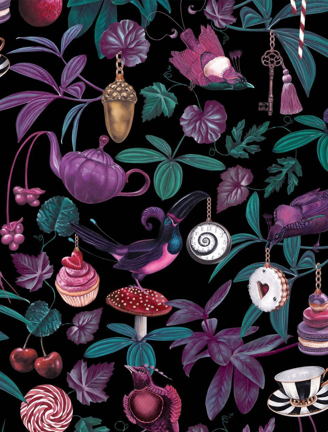 1080x1424 Luxury Dark Botanical Wallpaper