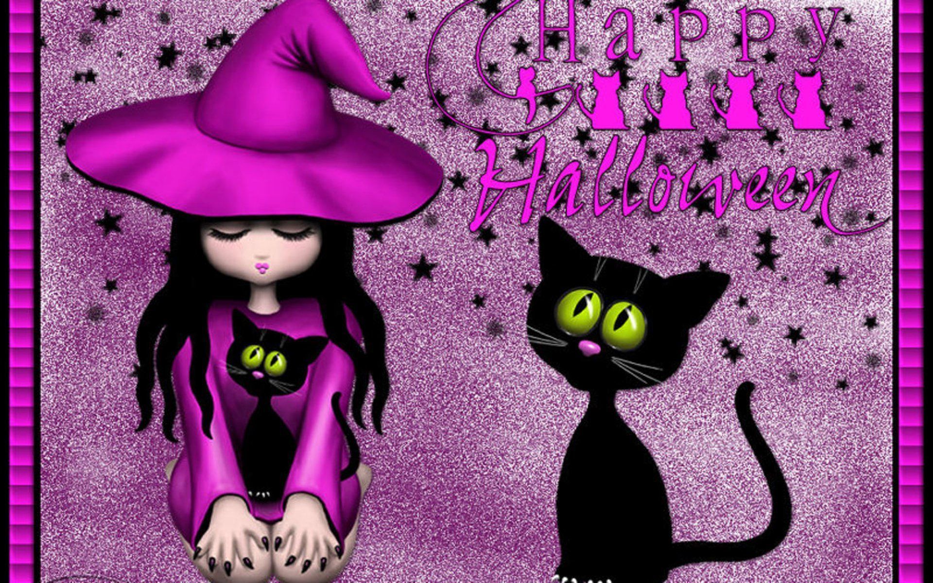1920x1200 Download Witch Purple Happy Halloween