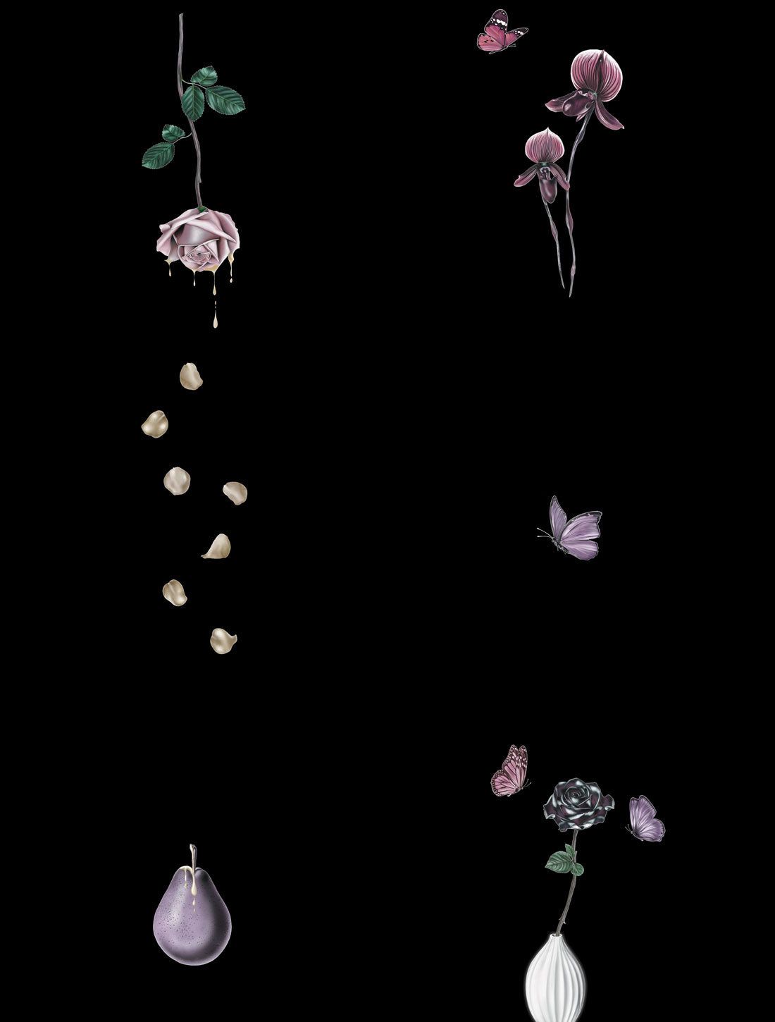 1100x1450 Luxury Black Rose Wallpaper