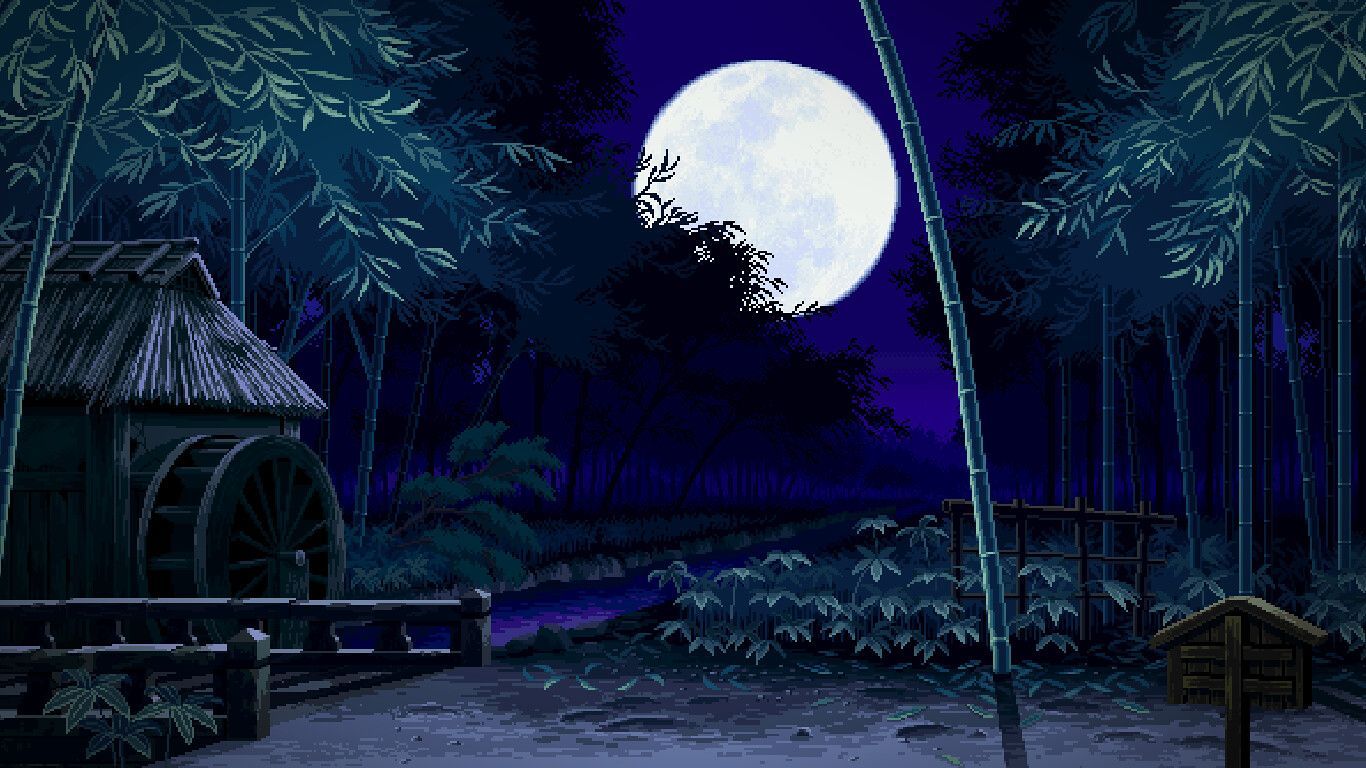 1366x768 Asian Night Art Wallpaper
