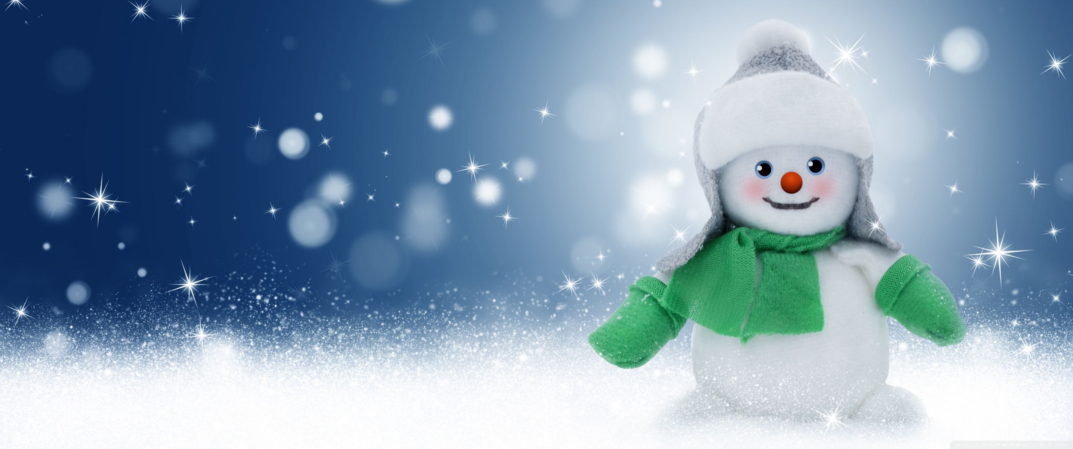 3440x1440 Cute Christmas Snowman Ultra HD