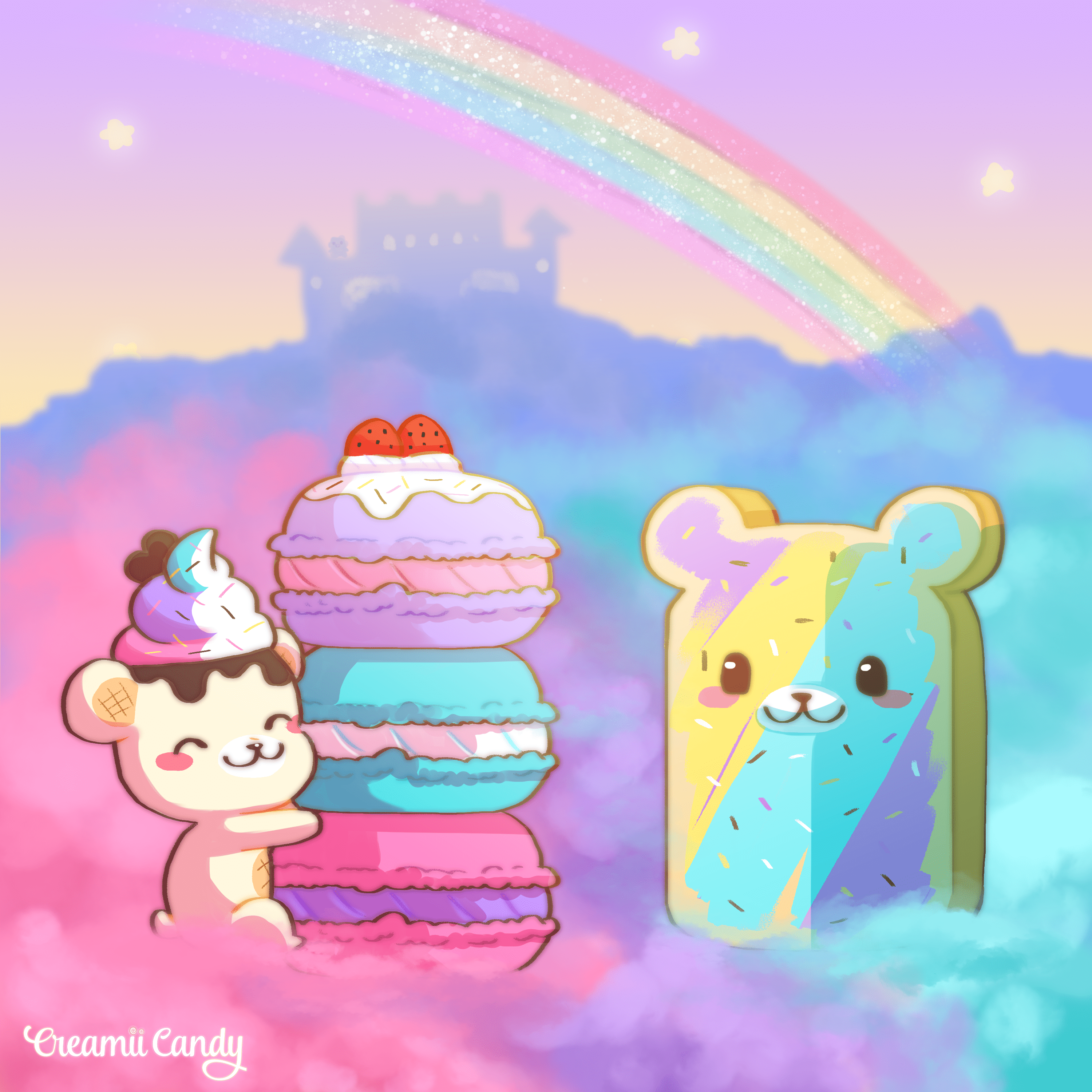 3000x3000 Squishies wallpaper Yummiibear Creamiicandy Puni Maru Background