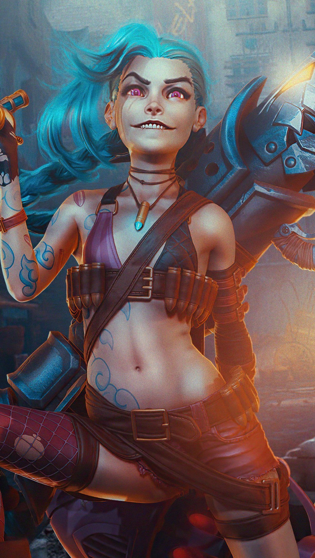 1220x2160 Jinx Arcane League of Legends Wallpaper 4k for iPhone and Mobile Phone
