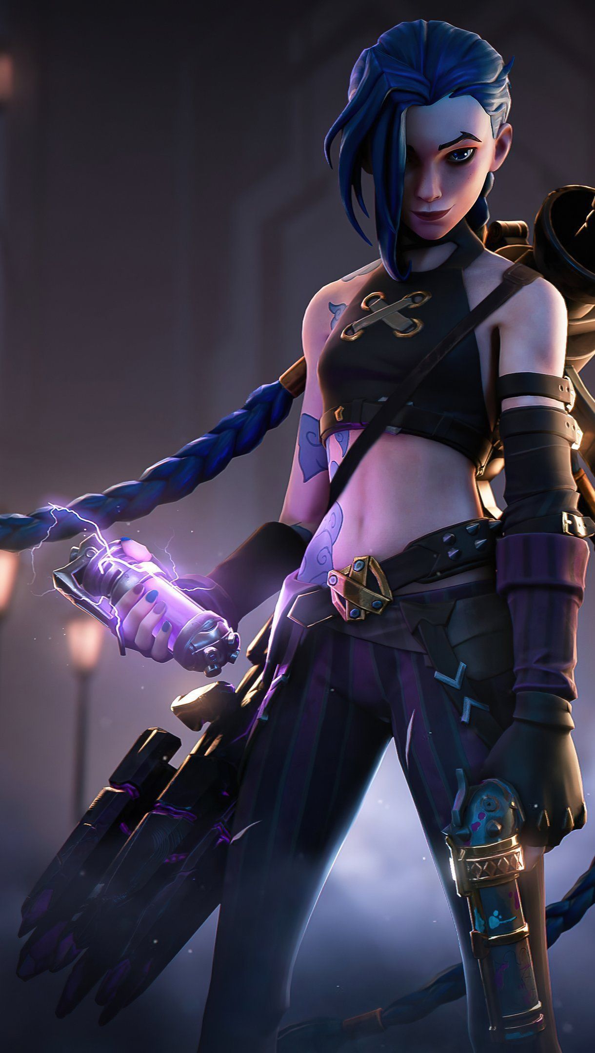 1220x2160 Arcane Jinx Skin Fortnite Wallpaper 4k