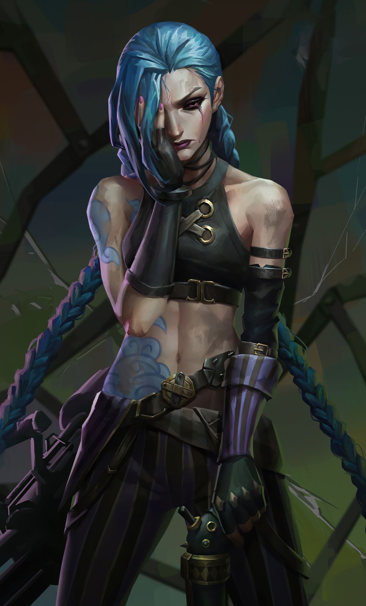 1280x2120 Jinx Crying Arcane Lol Fanart