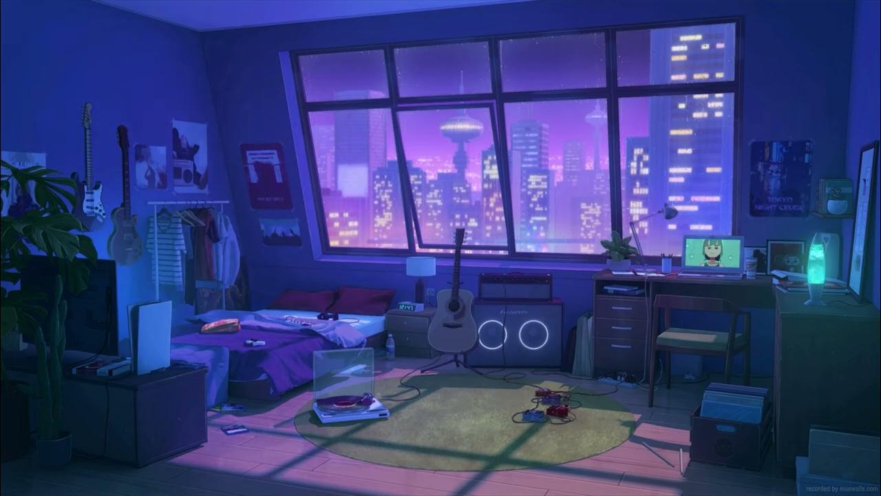 1280x720 purple lofi bedroom 4k live wallpaper