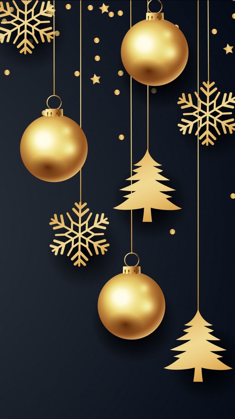 750x1334 Golden Christmas Decoration Balls