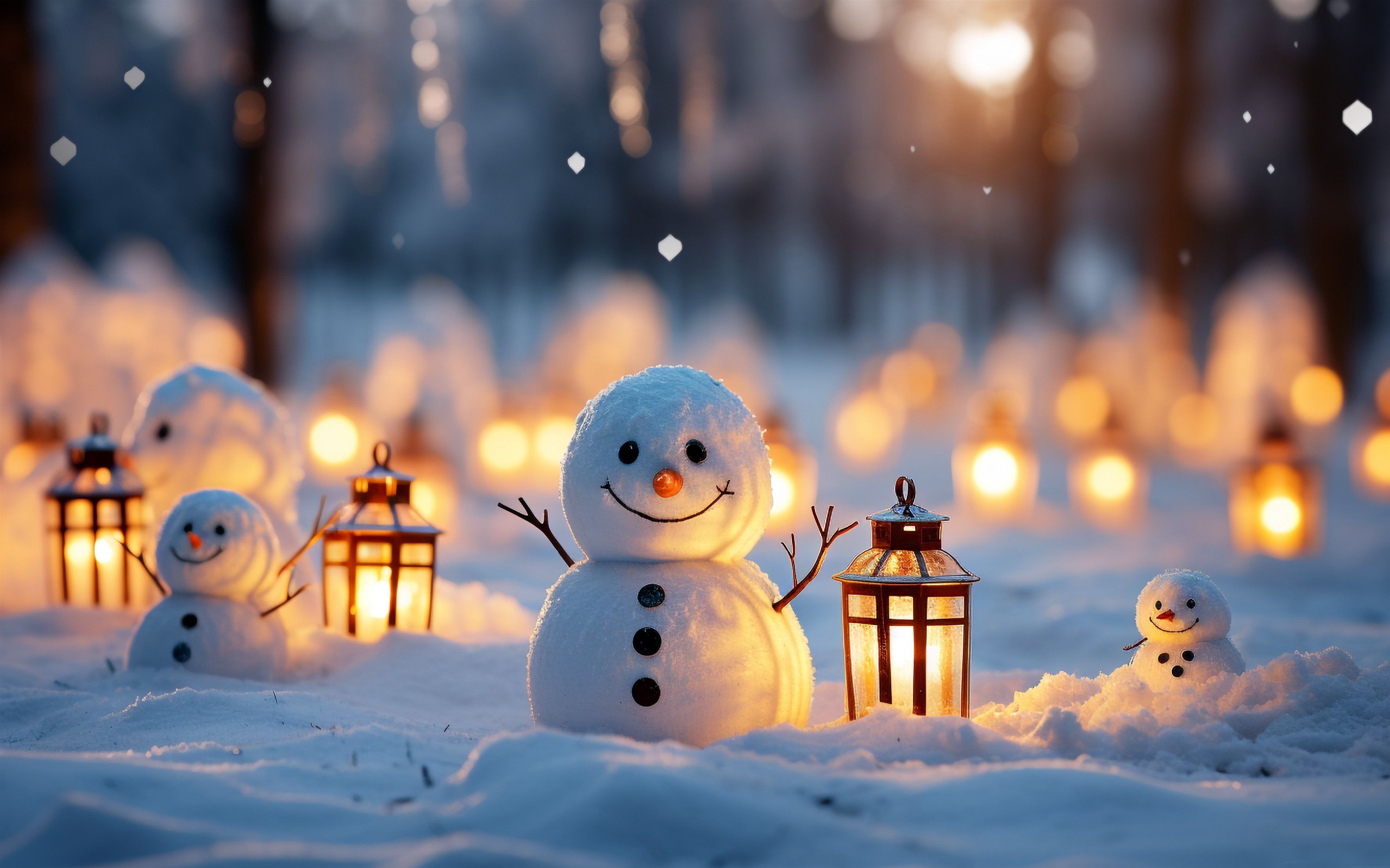 3840x2400 Snowman Winter Tradition Lighting