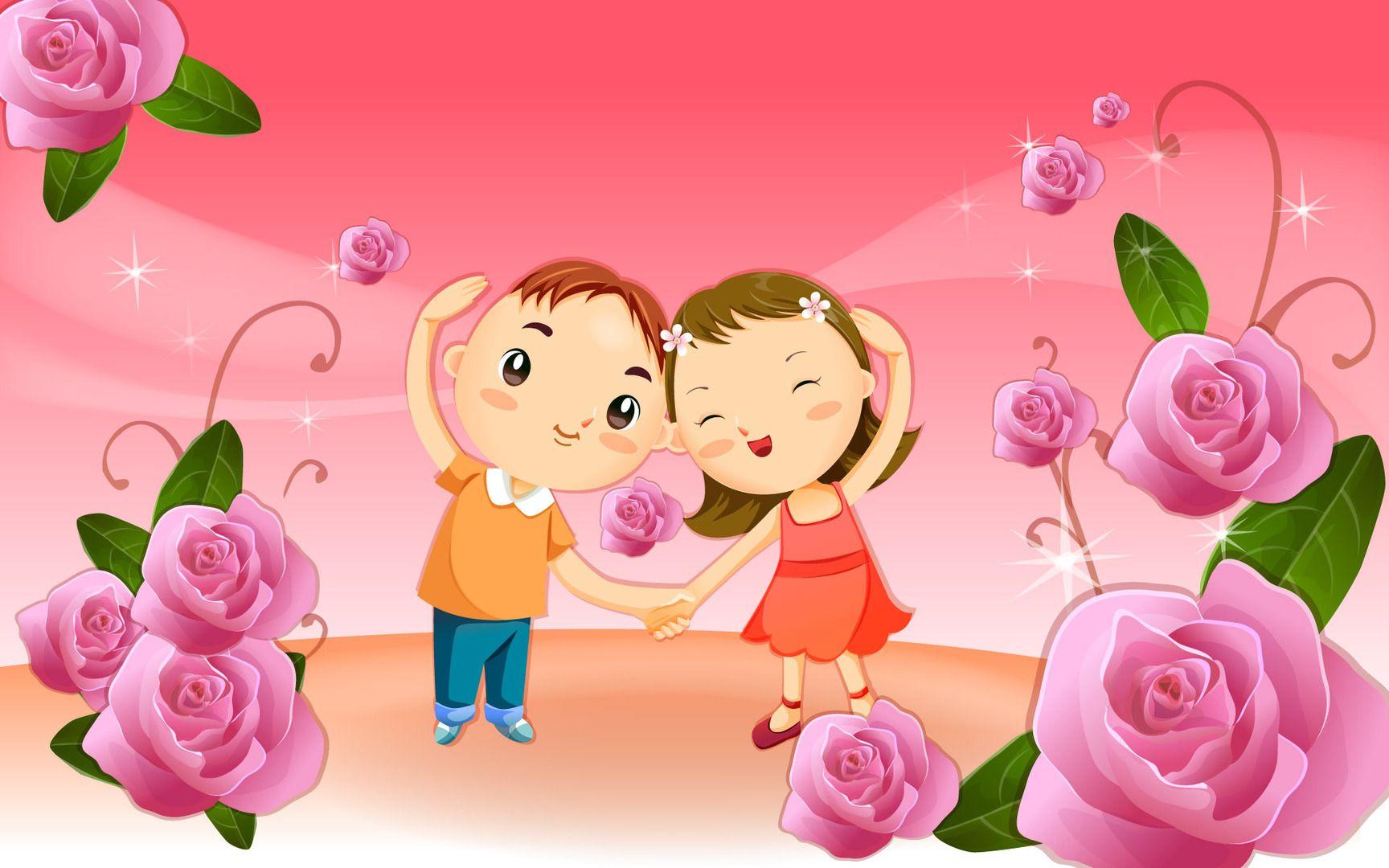 1728x1080 Cute cartoon couple wallpaper Wide HD Wallpaper