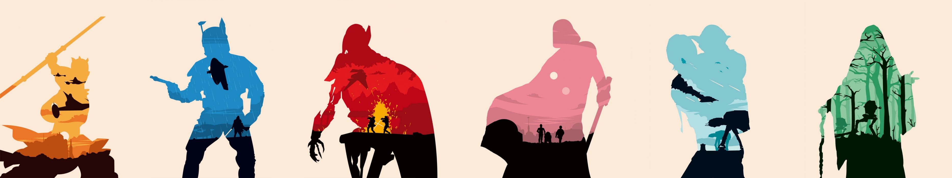 3733x700 Star wars silhouettes wallpaperx1080