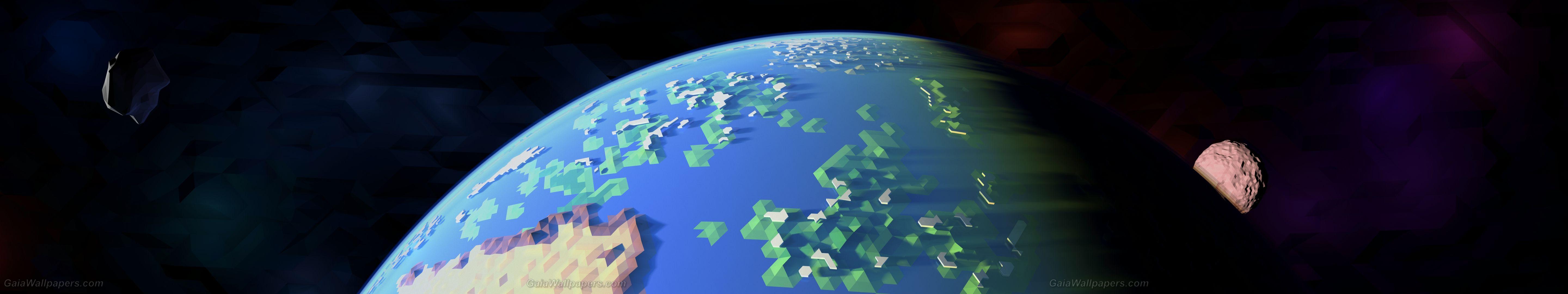 5760x1080 Polygonal earth in space wallpaper 5760x1080 Desktop