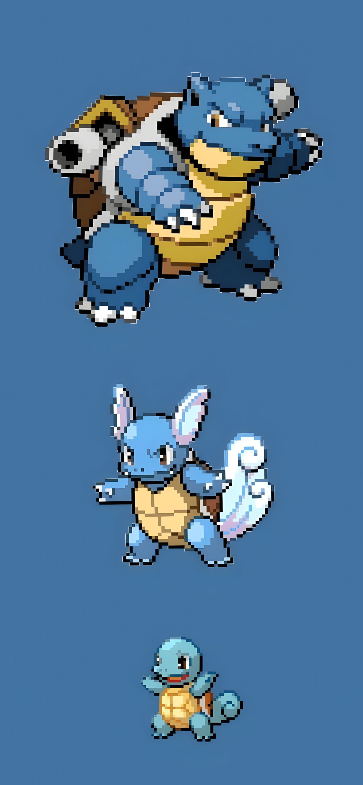 1183x2560 Pixel Art Squirtle Evolution Wallpaper