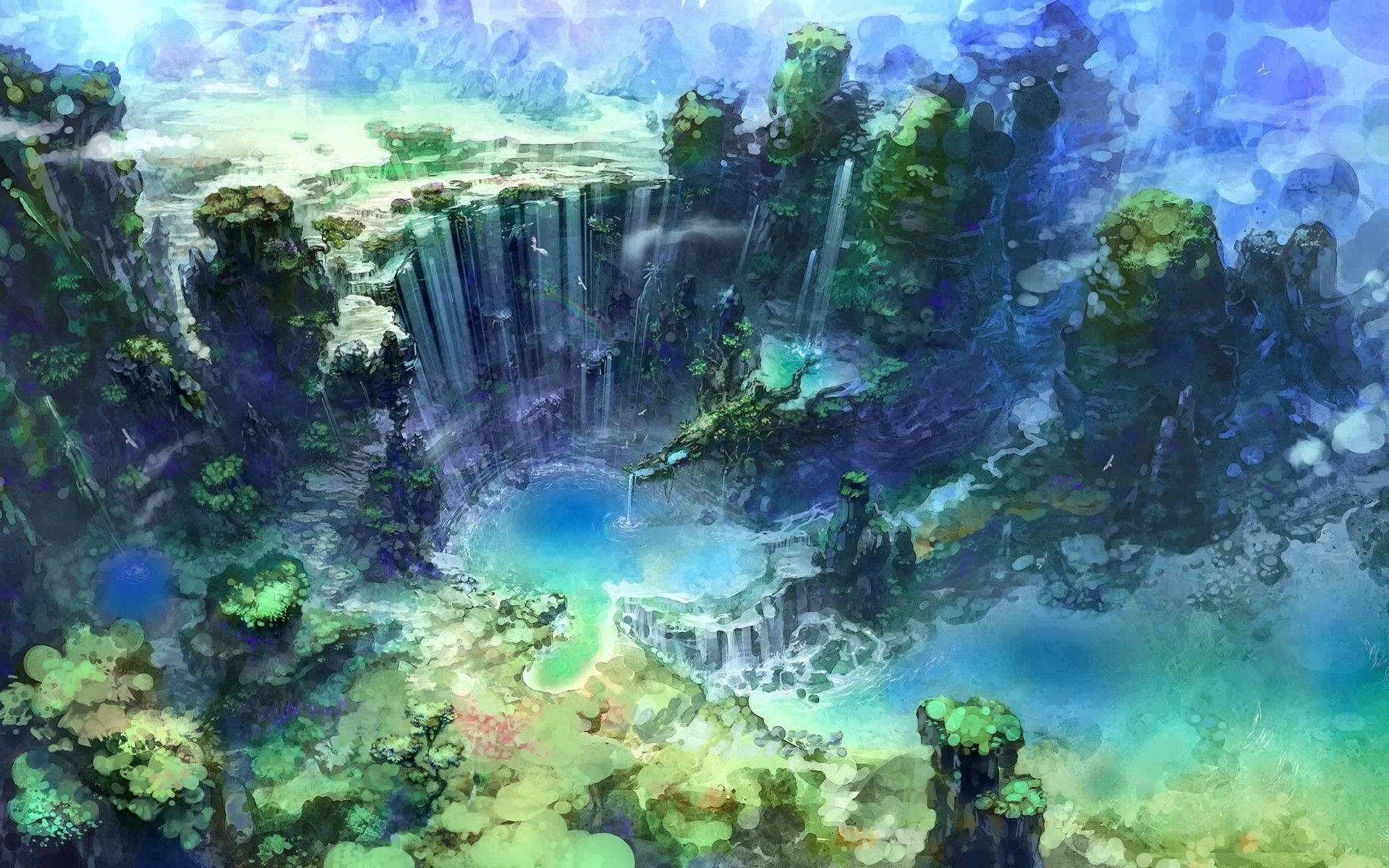 1920x1200 Fantasy Waterfall Art Wallpaper
