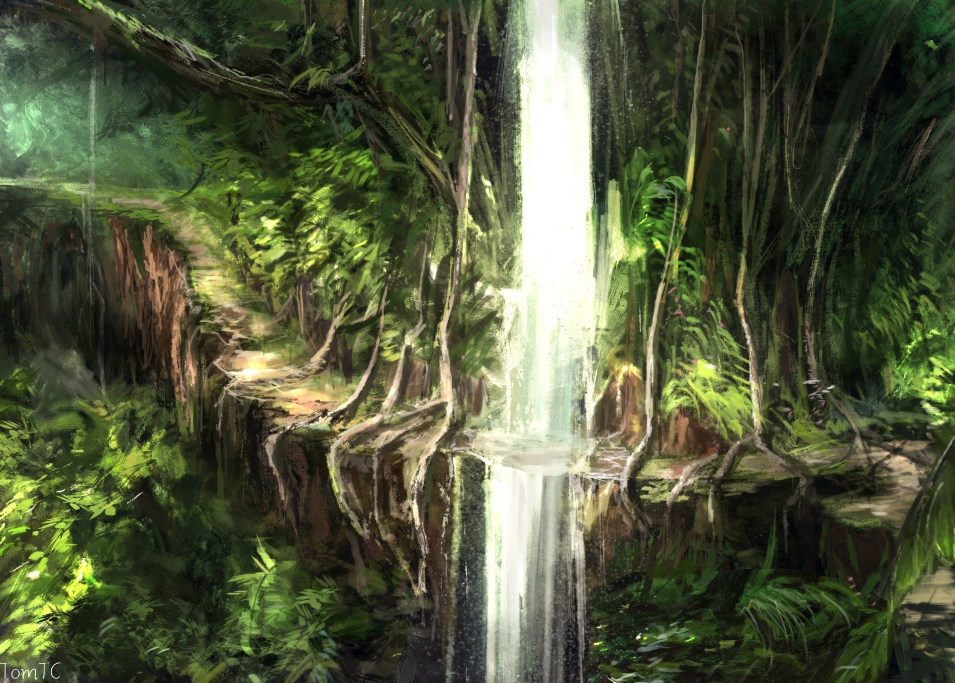 1920x1374 Download Fantasy Waterfall HD Wallpaper