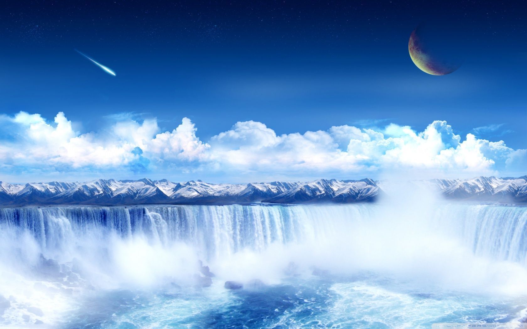 1680x1050 Fantasy Waterfall Ultra HD Wallpaper