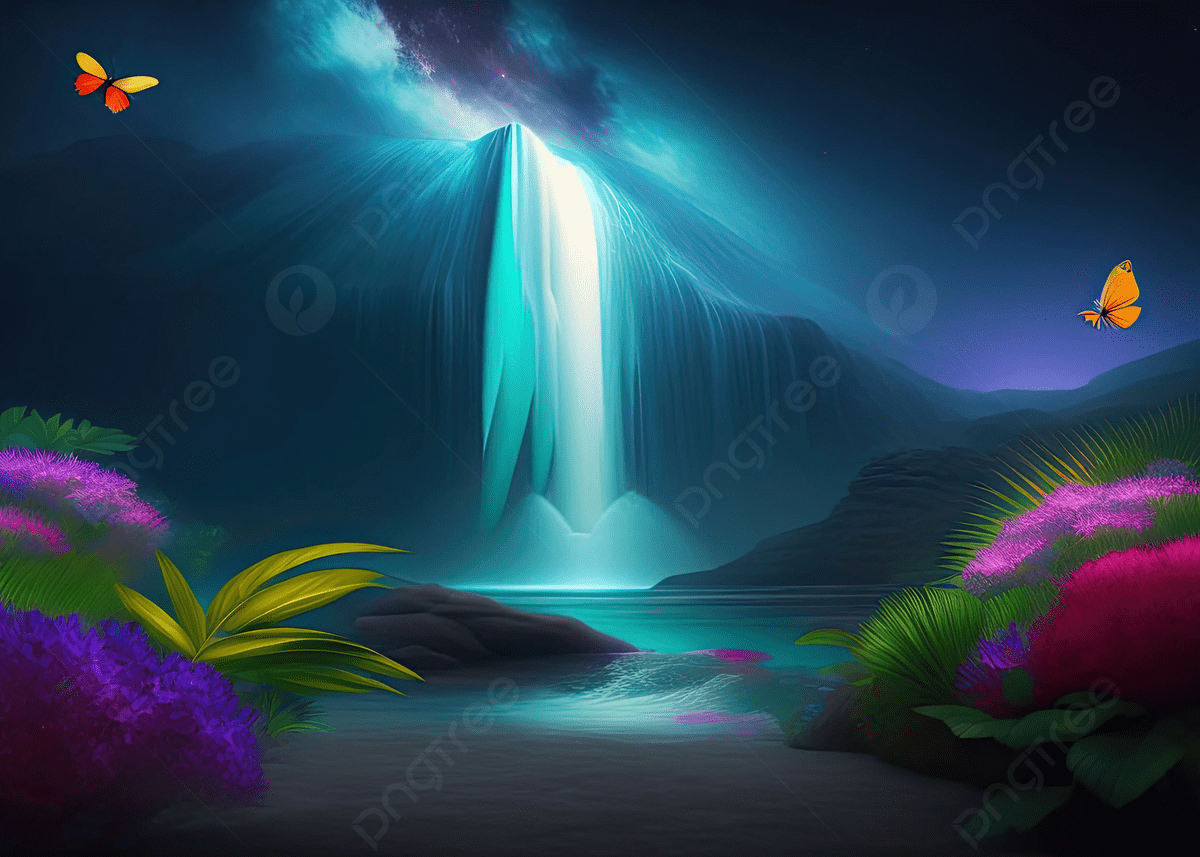 1200x857 Fantasy Landscape With Waterfall In