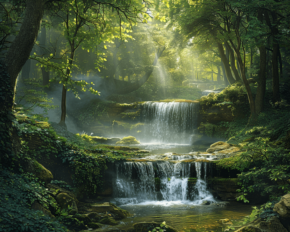1200x960 Enchanting Forest Waterfall Landscape 8