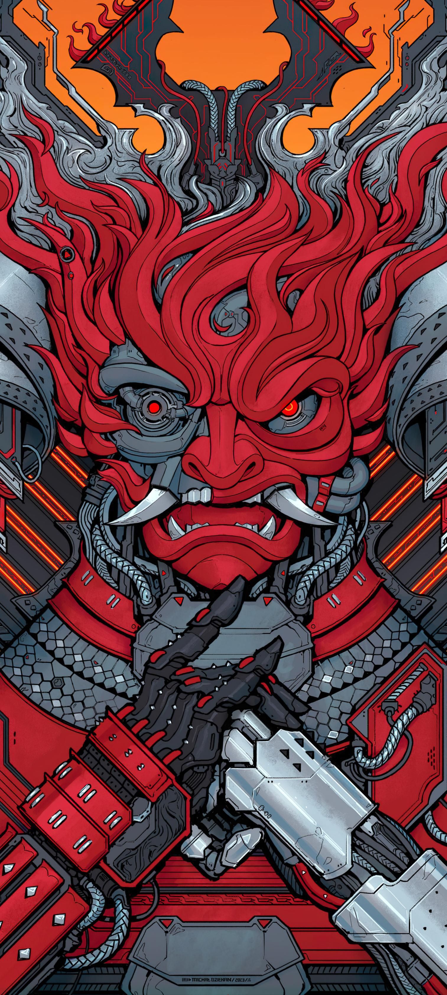 1513x3363 Cyberpunk SAMURAI wallpaper