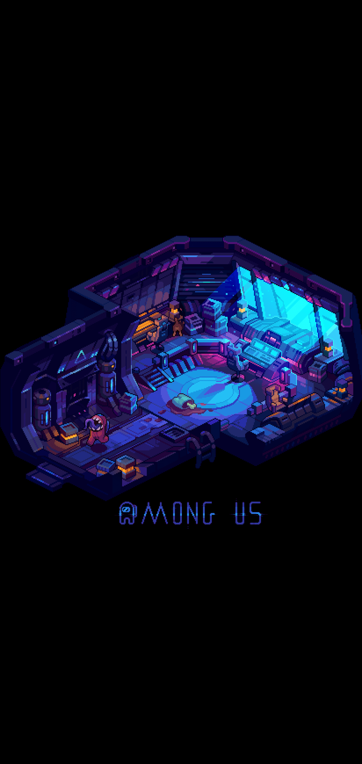 1220x2576 AMONG US PIXEL ART WALLPAPER
