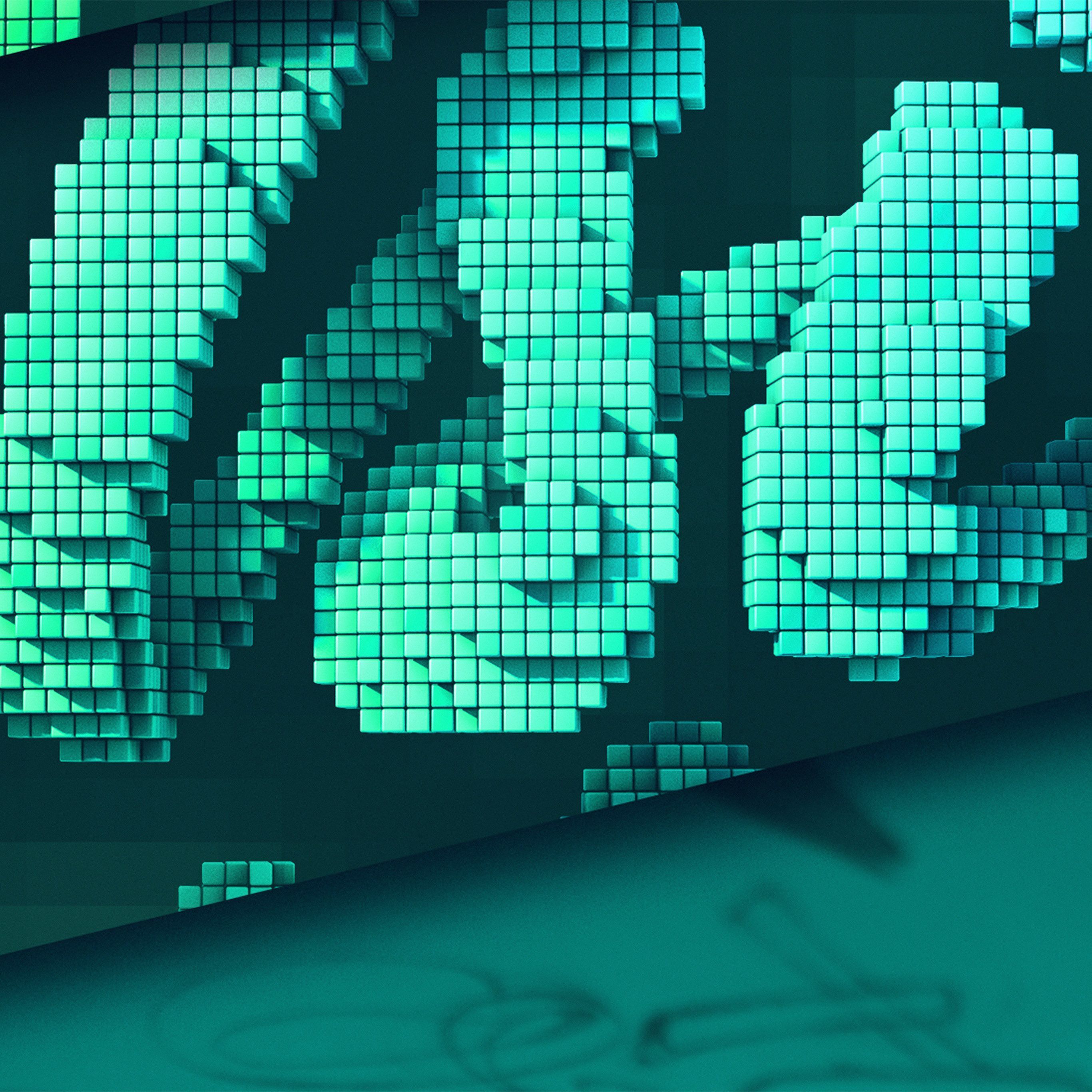 2732x2732 Digital Pixel Art Green Pattern