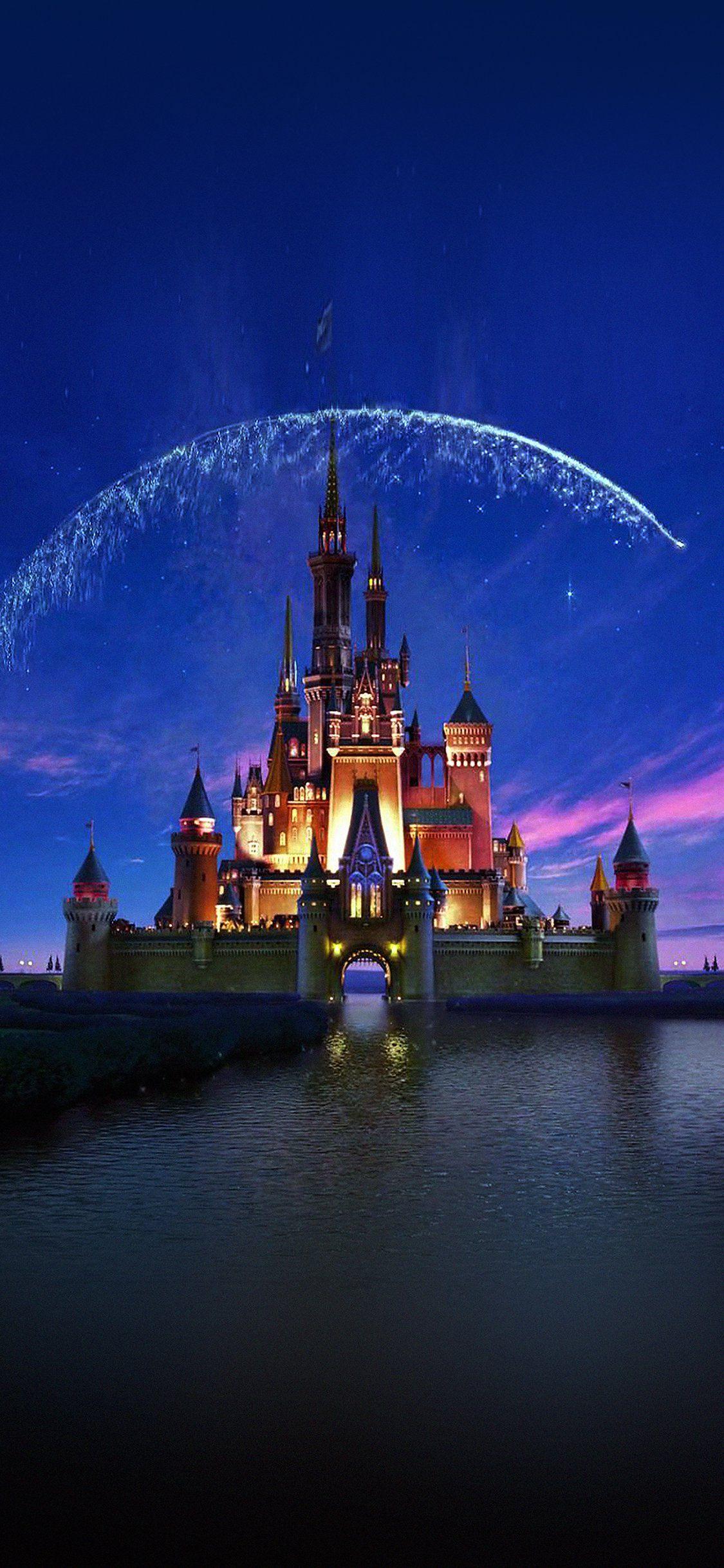 1125x2436 Wallpaper Disney Castle Artwork Illust Sky
