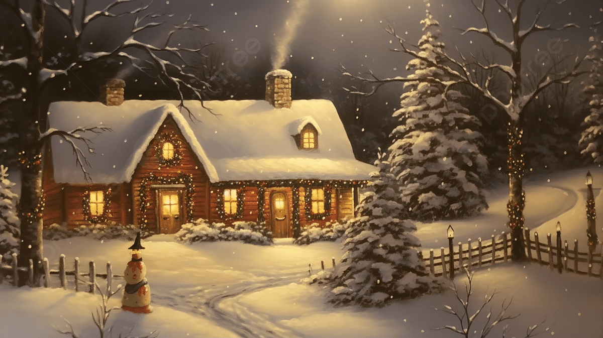1200x673 Christmas Cabin Painted