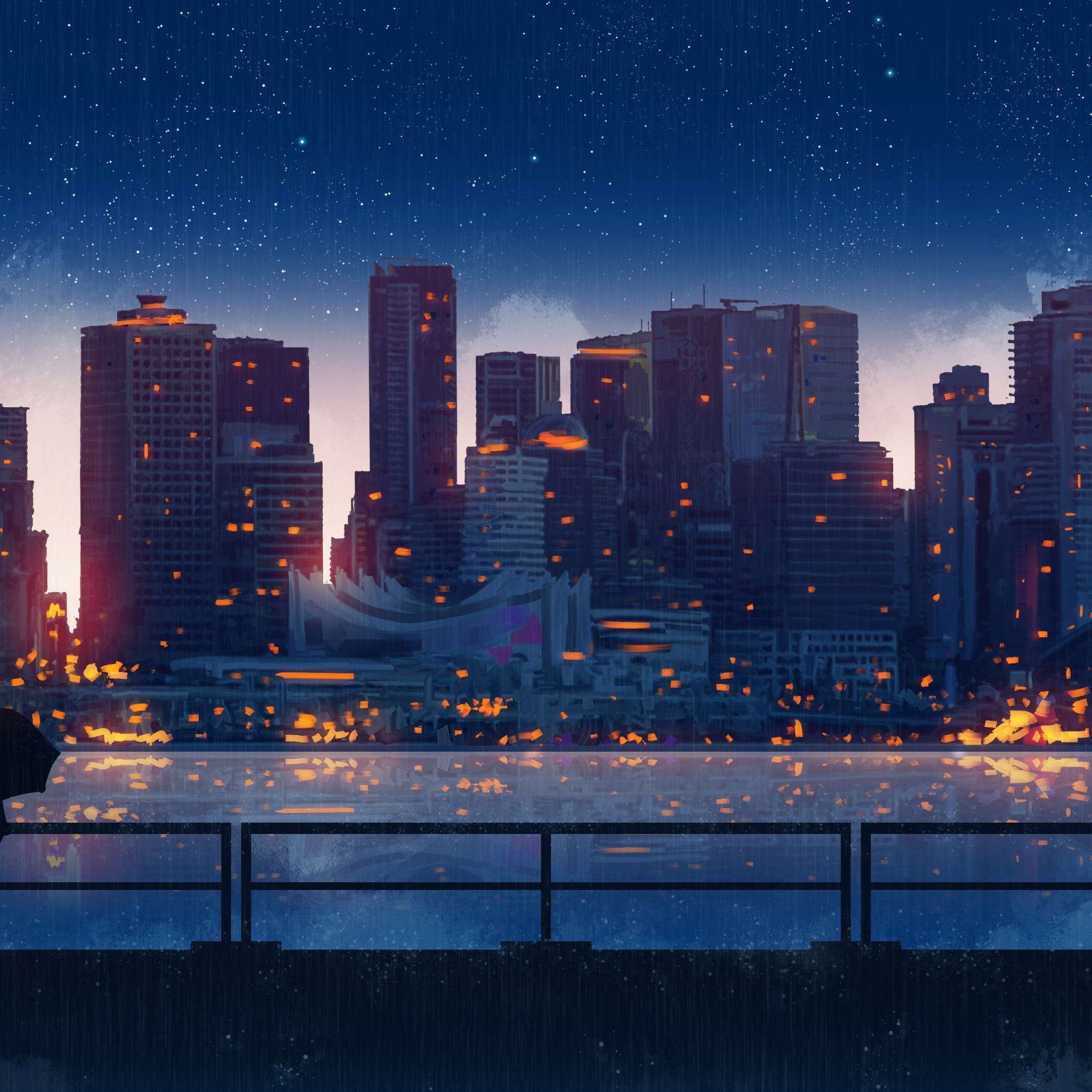 2048x2048 Anime Balcony Wallpaper