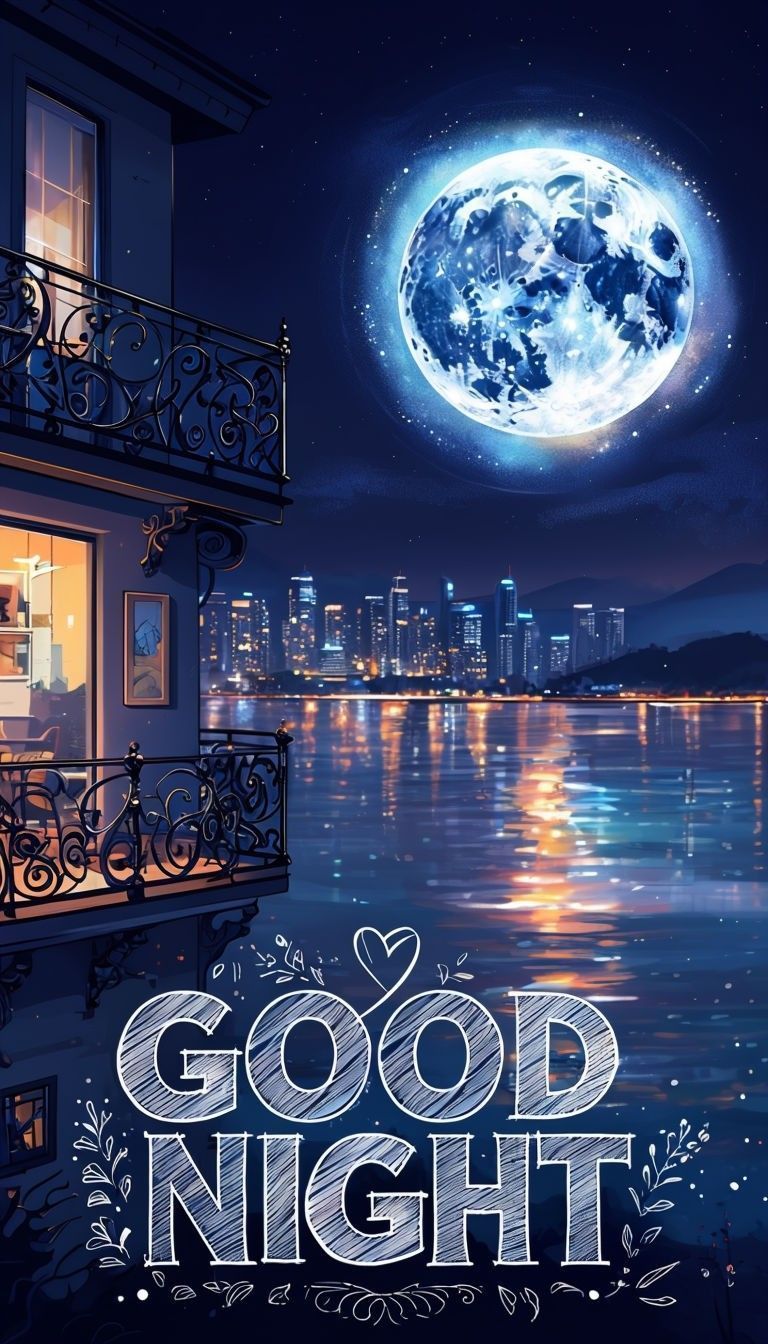 768x1344 balcony of a room watching night sky