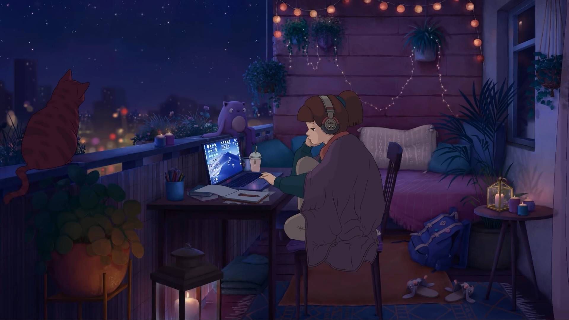 1919x1079 Balcony 4k Lo Fi Wallpaper