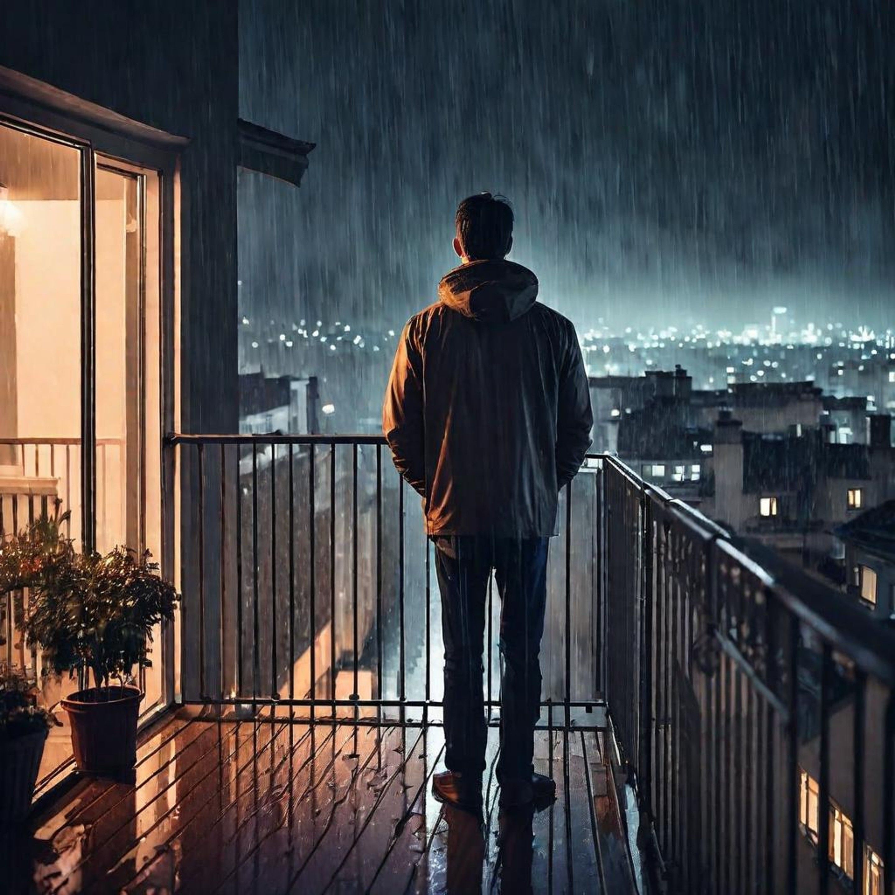 2880x2880 Nighttime Balcony Contemplation
