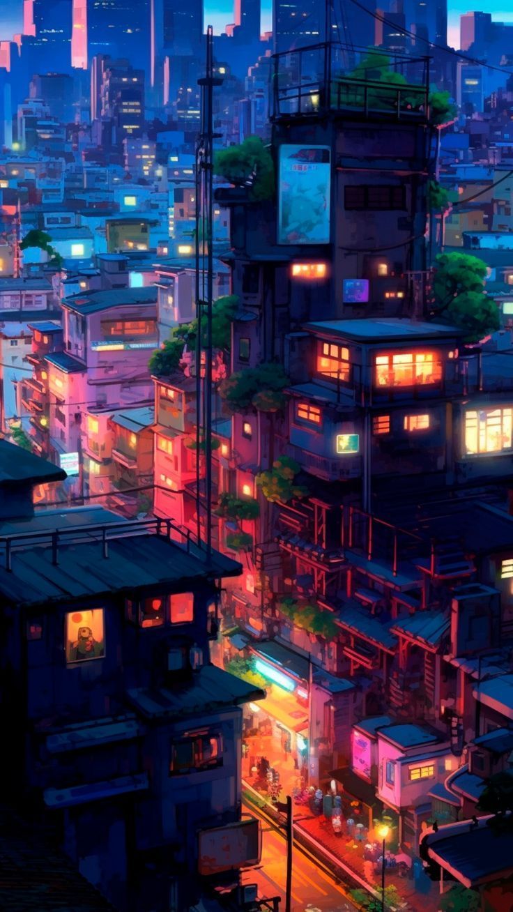 736x1308 Beautiful Neon Tokyo Balcony View