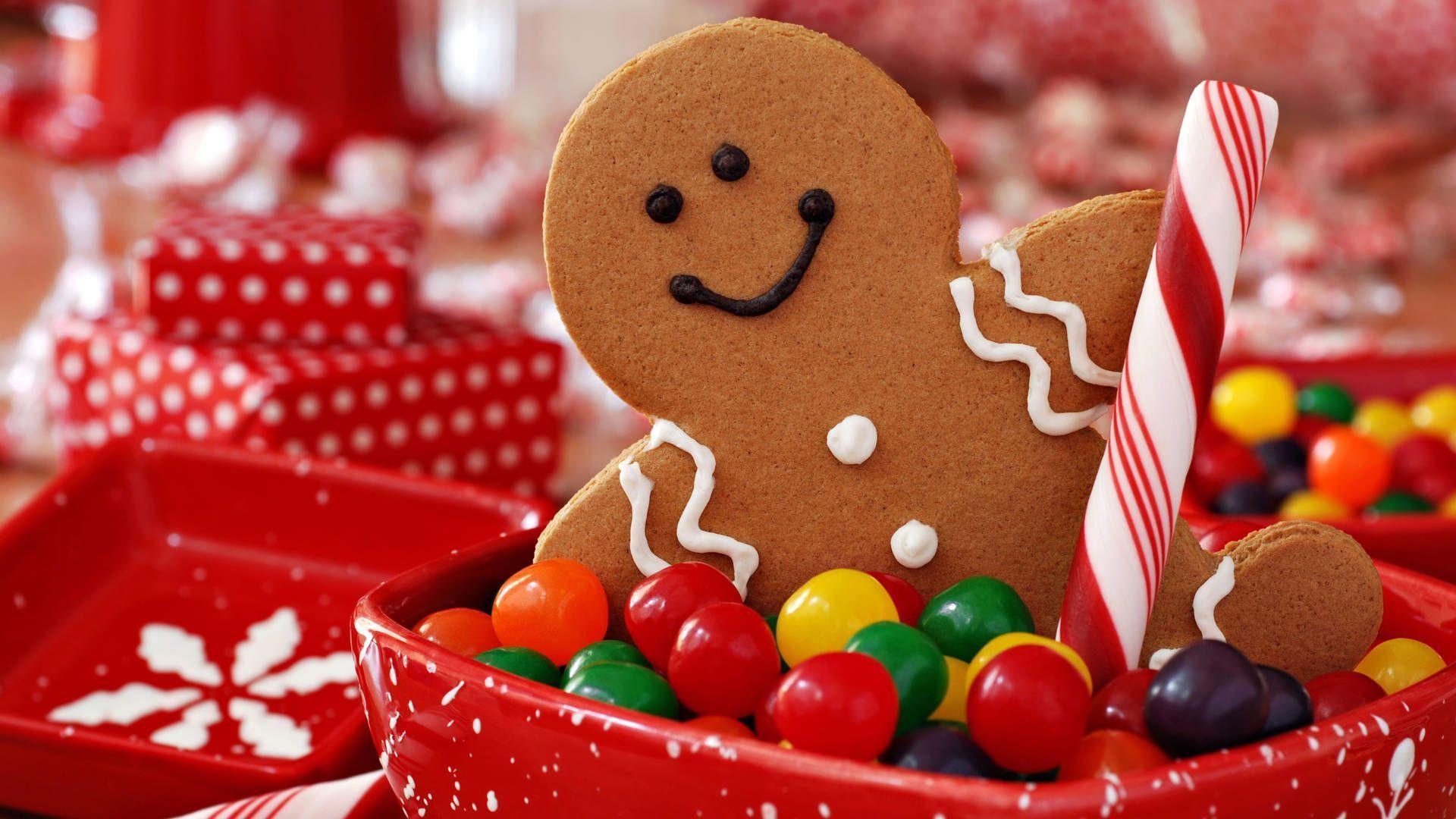 1920x1080 8k Christmas Gingerbread Man Wallpaper