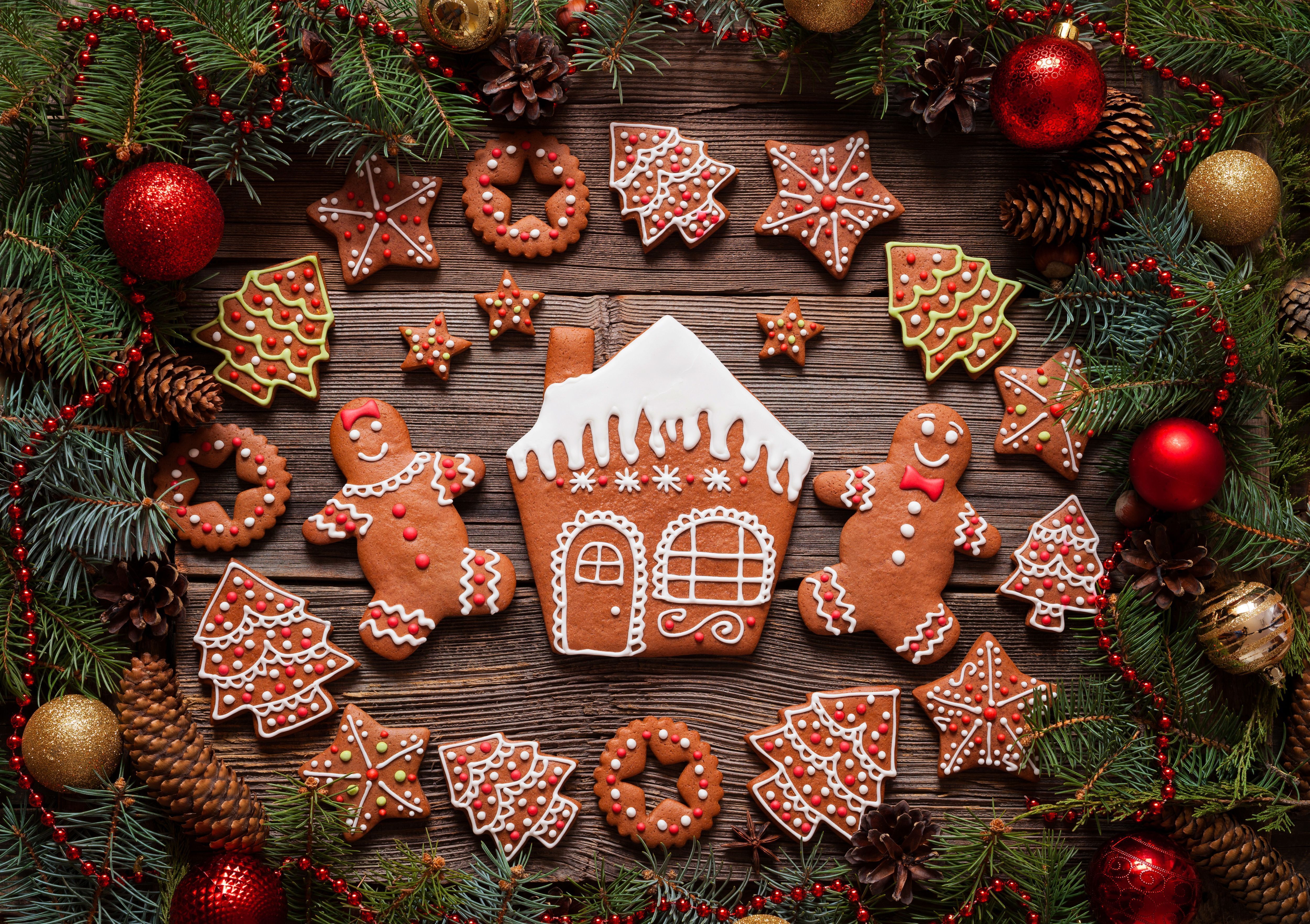 4999x3527 Wallpaper Gingerbread House, Christmas