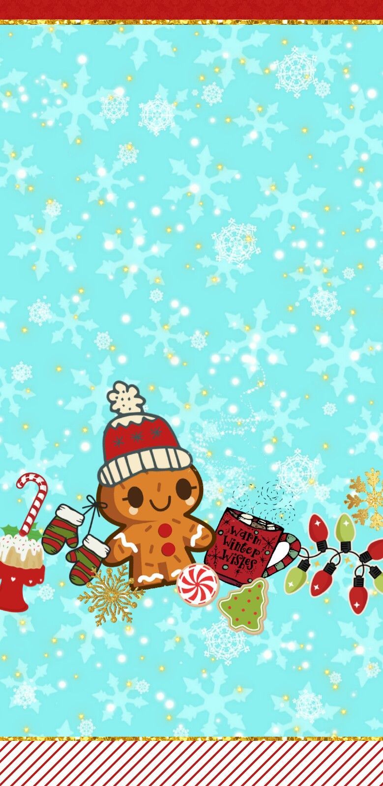 779x1600 Cute Christmas Gingerbread Wallpaper