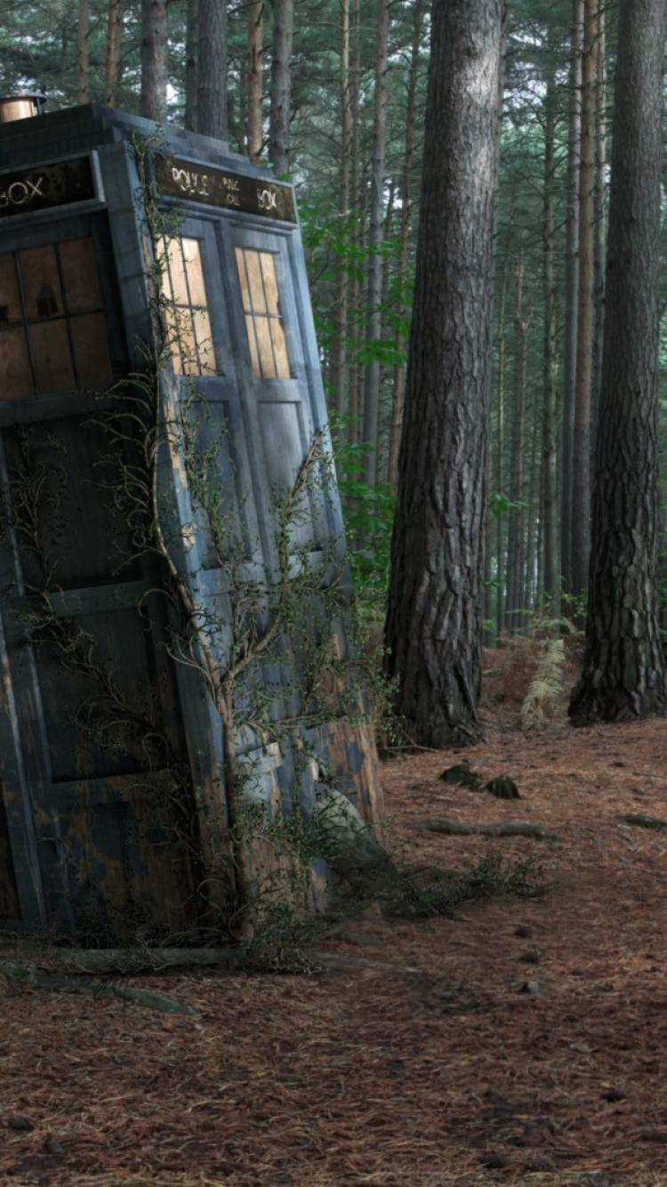 750x1334 Forest tardis doctor who wallpaper