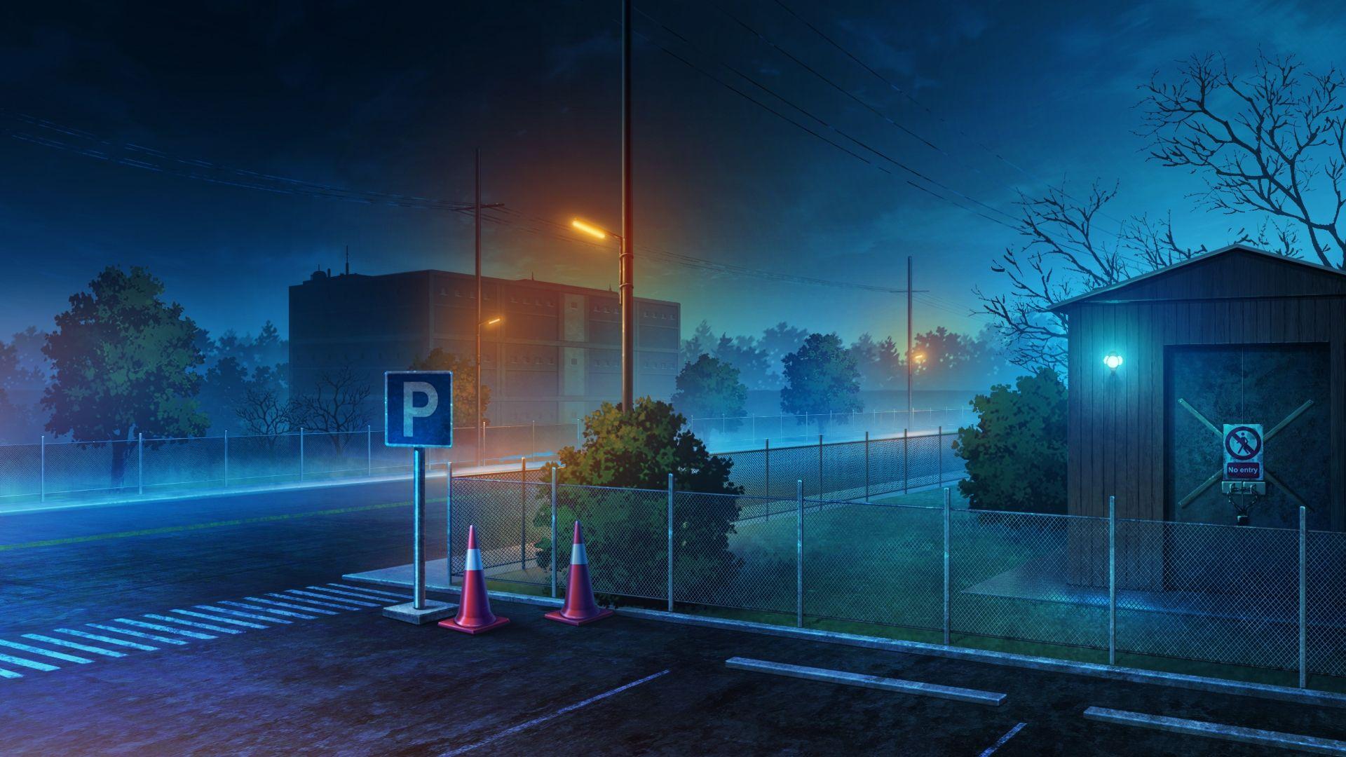 1920x1080 Download 1920x1080 Anime Landscape, Night, Scenic, Buildings