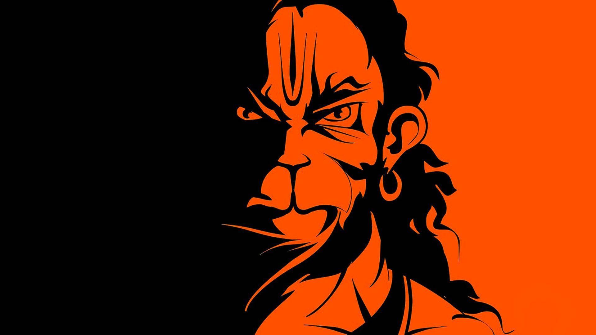 1920x1080 Hanuman Half Orange Art 4k HD Wallpaper