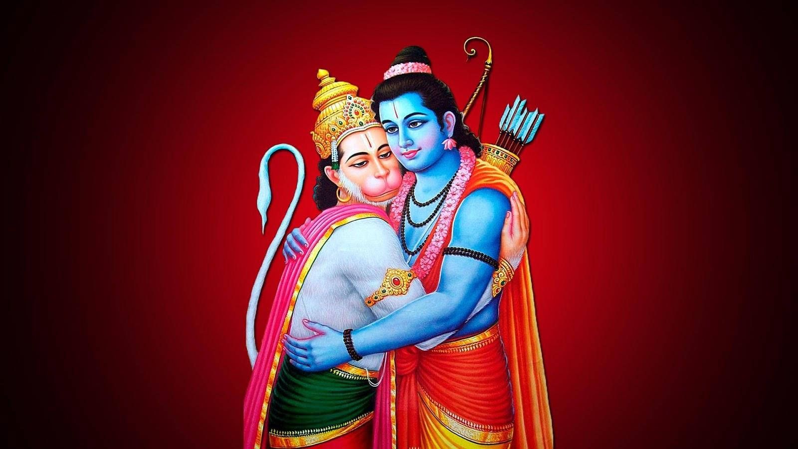 1600x900 Hanuman And Rama Hugging HD Wallpaper