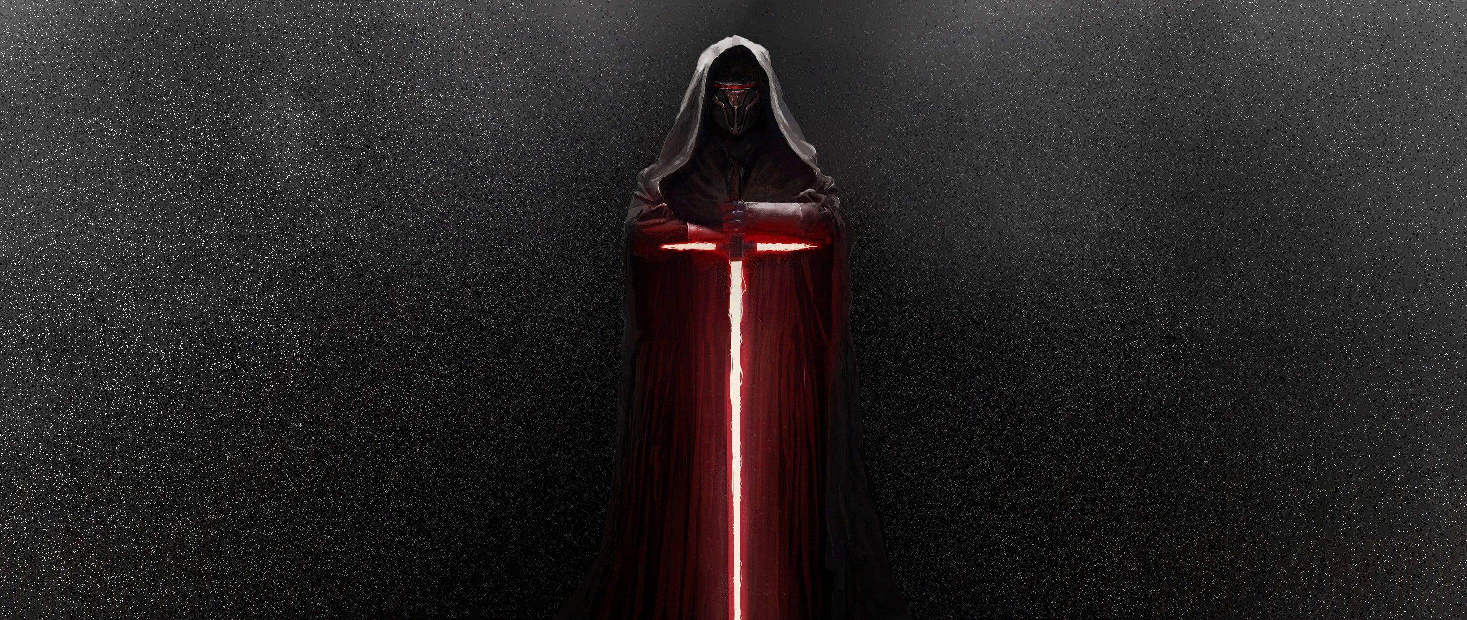 3000x1268 HD wallpaper: Star Wars canvas painting, lightsaber