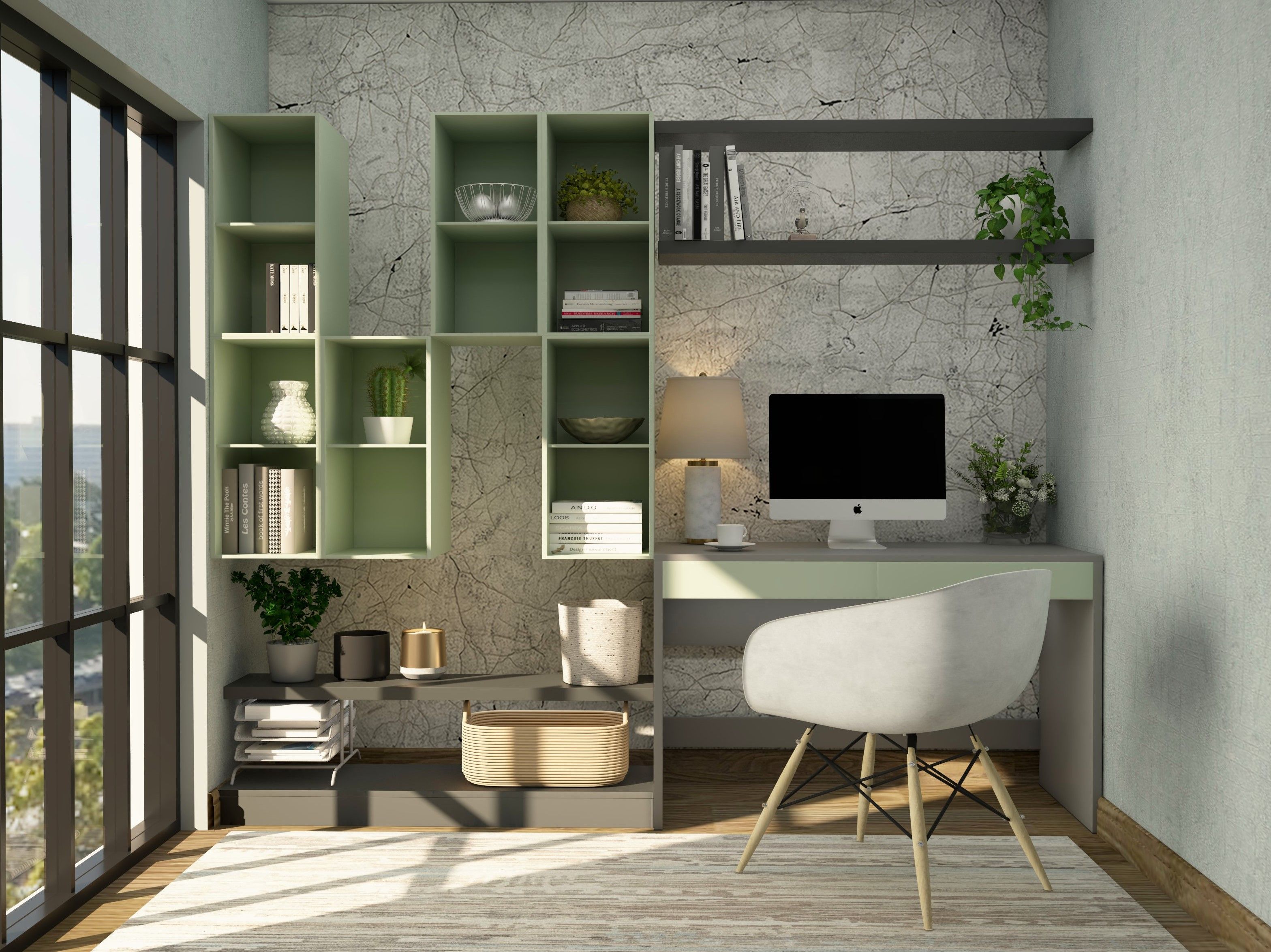 3136x2349 green wall shelves and white wallpaper