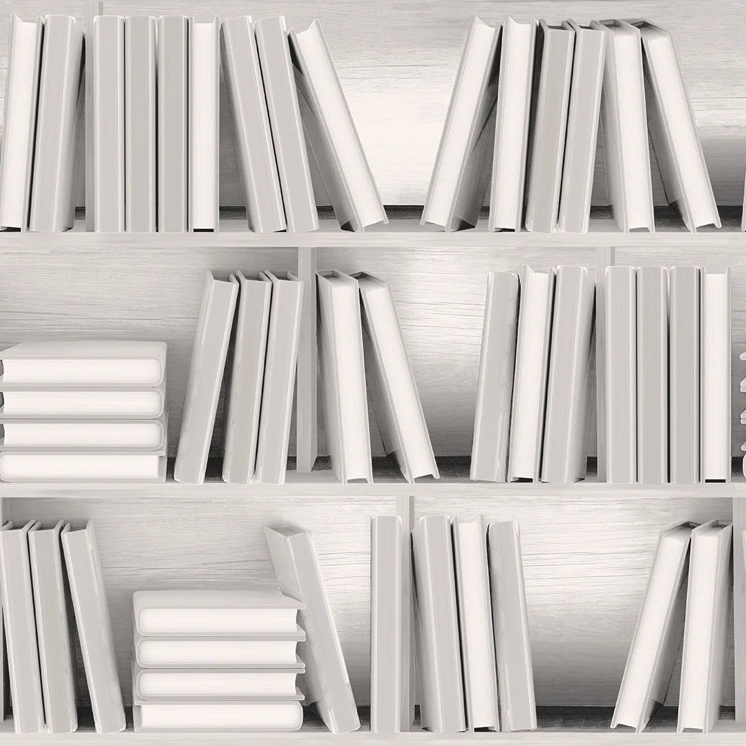 1080x1080 Modern Library Wallpaper in White