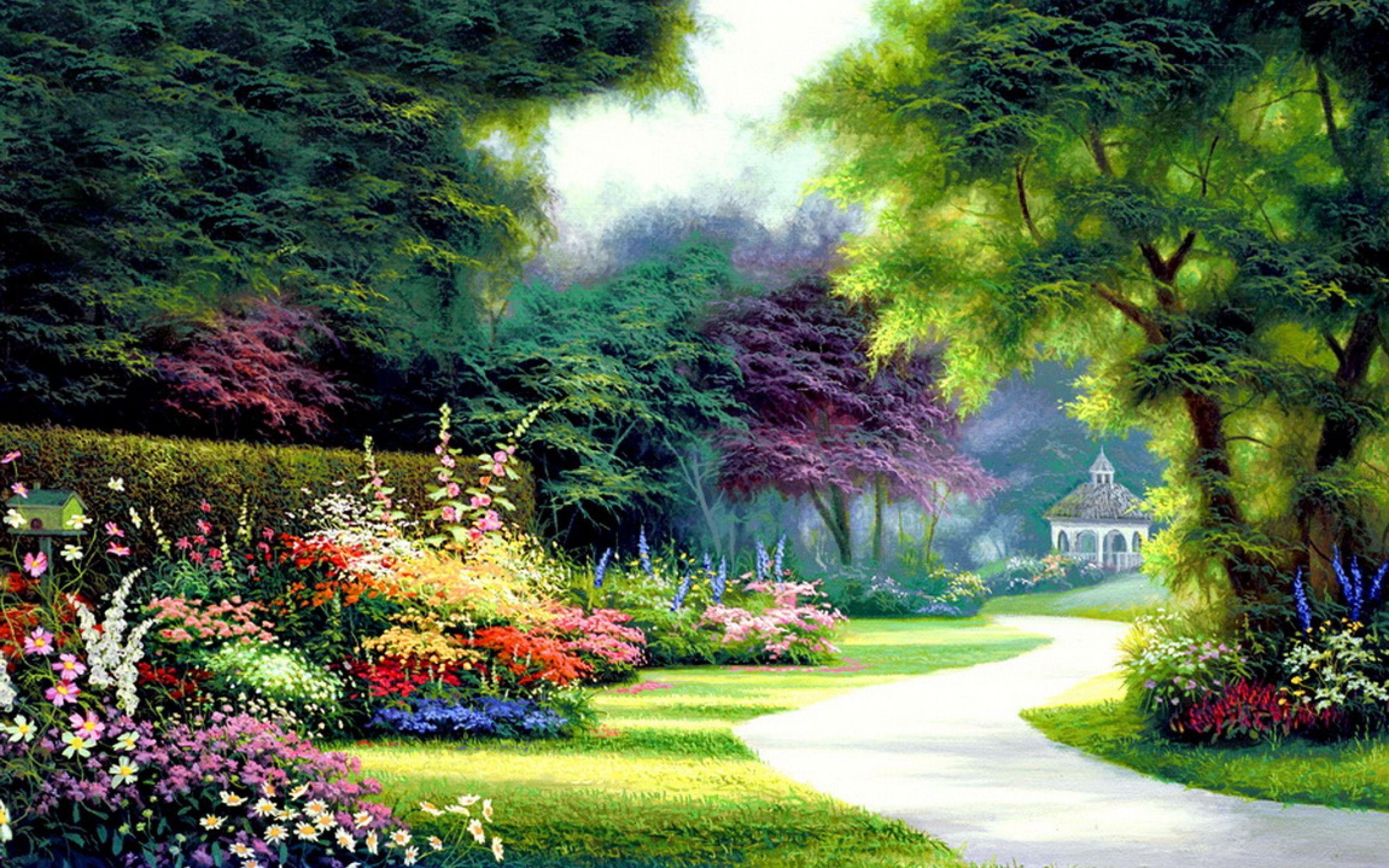 2560x1600 Pretty Garden Way Bird House wallpaper. Pretty Garden Way