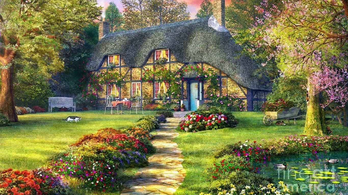 1366x768 Garden Wallpaper